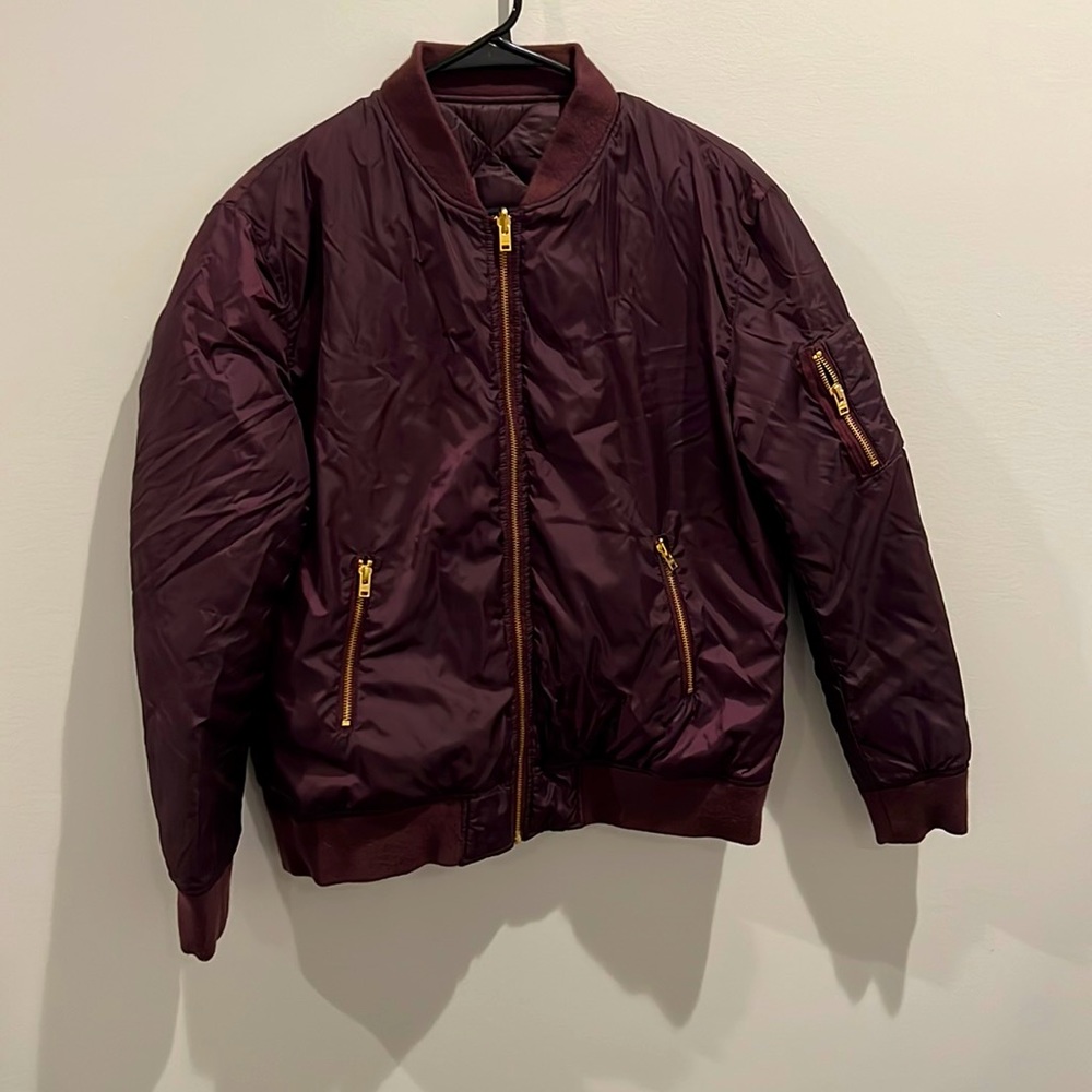 CLOSED…NEVER WORN Eggplant reversible puffer